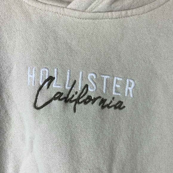 Hollister California Hoodie Mens Small Beige Embroidered Surf Y2K - Picture 2 of 7
